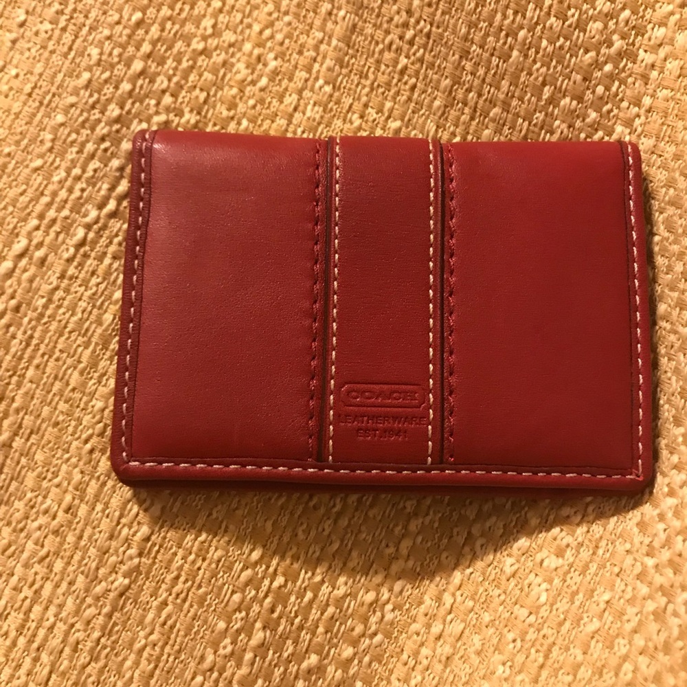 NWT Cranberry Coach Leather Card Case MFSP: $88